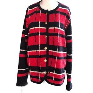 Vintage SEGUE sweater red and black gold buttons